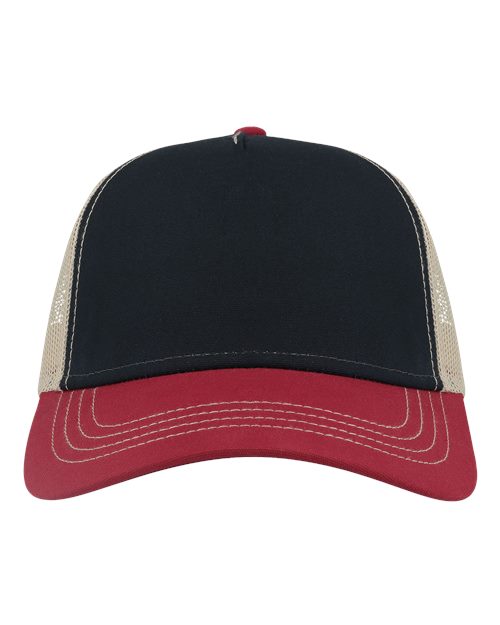 Atlantis Headwear RAPPER — Sustainable Canvas Cap — Navy/ Burgundy/ Khaki
