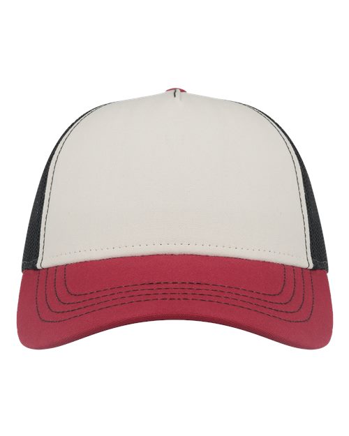 Atlantis Headwear RAPPER — Sustainable Canvas Cap — White/ Burgundy/ Black