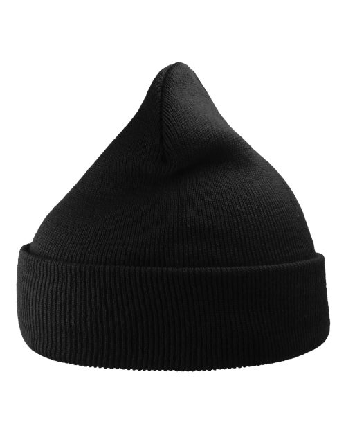 Atlantis Headwear WIND — Sustainable 12" Knit Beanie — Black