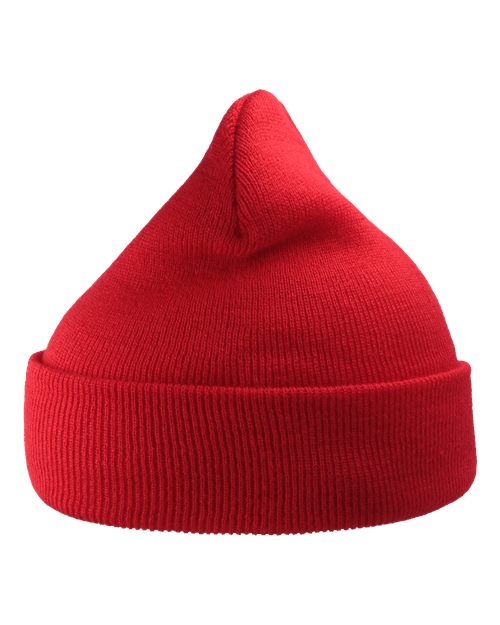 Atlantis Headwear WIND — Sustainable 12" Knit Beanie — Red