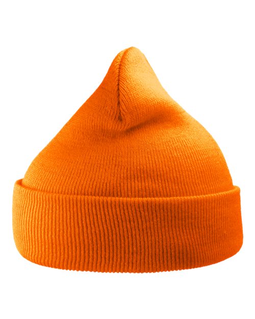 Atlantis Headwear WIND — Sustainable 12" Knit Beanie — Orange Fluorescent