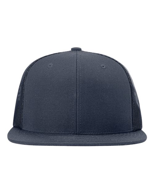 Richardson 511 — Wool Blend Flat Bill Trucker Cap — Navy/ Navy