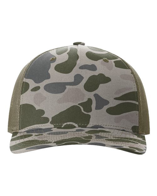 Richardson 112PFP — Printed Five-Panel Trucker Cap — Marsh Duck Camo/ Loden