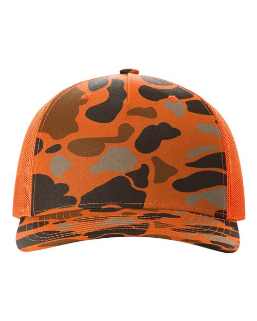 Richardson 112PFP — Printed Five-Panel Trucker Cap — Blaze Duck Camo/ Blaze