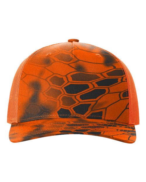 Richardson 112PFP — Printed Five-Panel Trucker Cap — Kryptek Inferno/ Blaze Orange