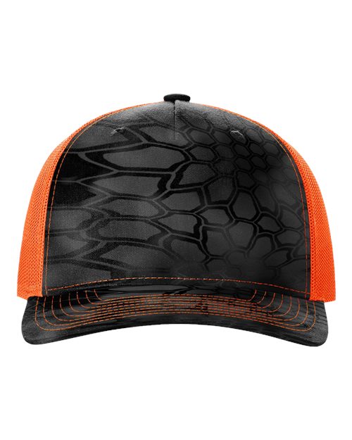 Richardson 112PFP — Printed Five-Panel Trucker Cap — Kryptek Typhon/ Neon Orange