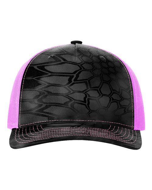 Richardson 112PFP — Printed Five-Panel Trucker Cap — Kryptek Typhon/ Neon Pink
