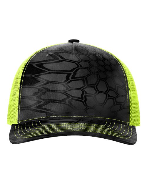 Richardson 112PFP — Printed Five-Panel Trucker Cap — Kryptek Typhon/ Neon Yellow
