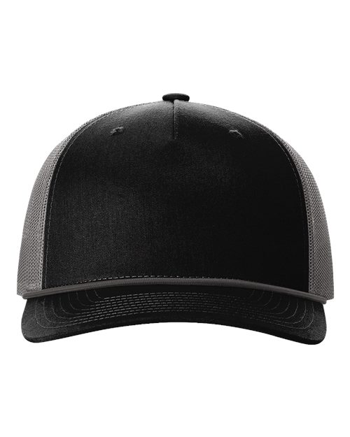 Richardson 112FPR — Five-Panel Trucker Rope Cap — Black/ Charcoal
