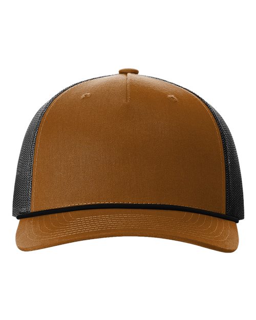 Richardson 112FPR — Five-Panel Trucker Rope Cap — Caramel/ Black