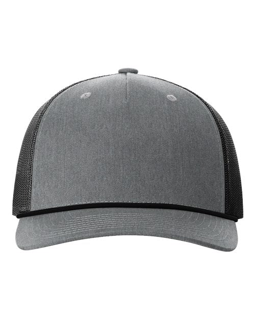 Richardson 112FPR — Five-Panel Trucker Rope Cap — Heather Grey/ Black