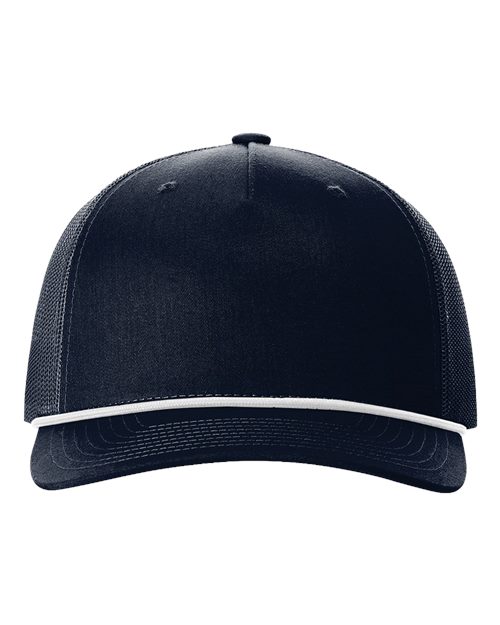 Richardson 112FPR — Five-Panel Trucker Rope Cap — Navy/ White