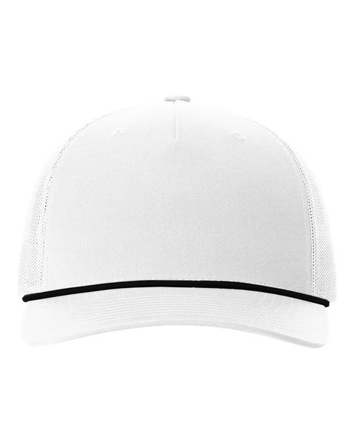 Richardson 112FPR — Five-Panel Trucker Rope Cap — White/ Black