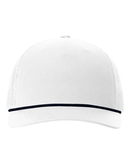 Richardson 112FPR — Five-Panel Trucker Rope Cap — White/ Navy