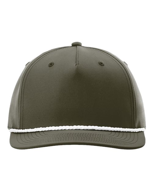 Richardson 258 — Five-Panel Classic Rope Cap — Dark Olive Green/ White
