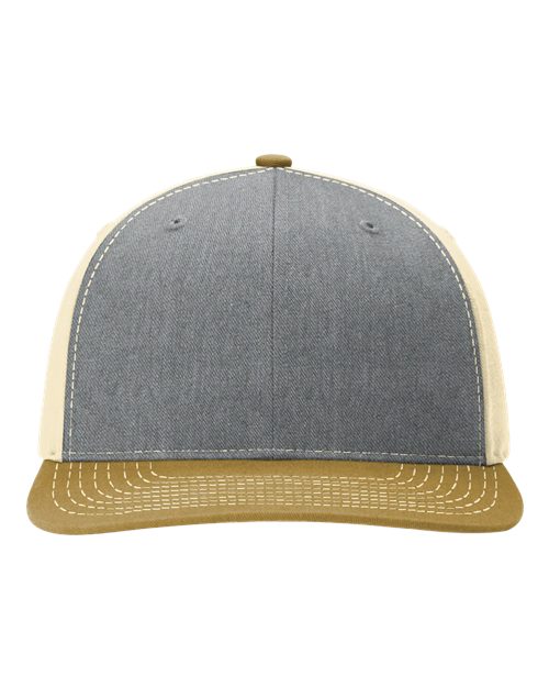 Richardson 312 — Twill Back Trucker Cap — Heather Grey/ Birch/ Amber Gold