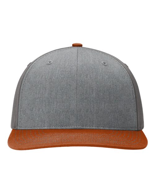 Richardson 312 — Twill Back Trucker Cap — Heather Grey/ Charcoal/ Dark Orange