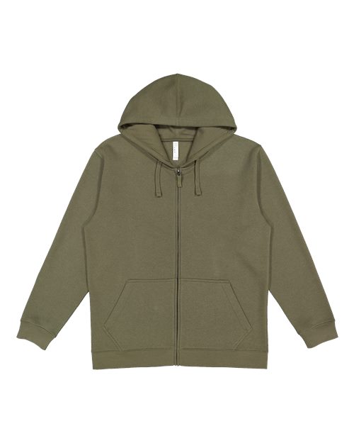LAT 6927 — Unisex Full-Zip Fleece Hoodie Sweatshirt — Military Green
