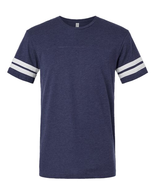 LAT 6937 — Unisex Football Fine Jersey Tee — Vintage True Navy/ Blended White
