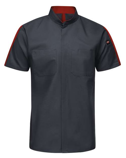Red Kap SX46 — Men's Mimix™ Pro+ Short Sleeve Work Shirt With OilBlok — Charcoal/ Fireball