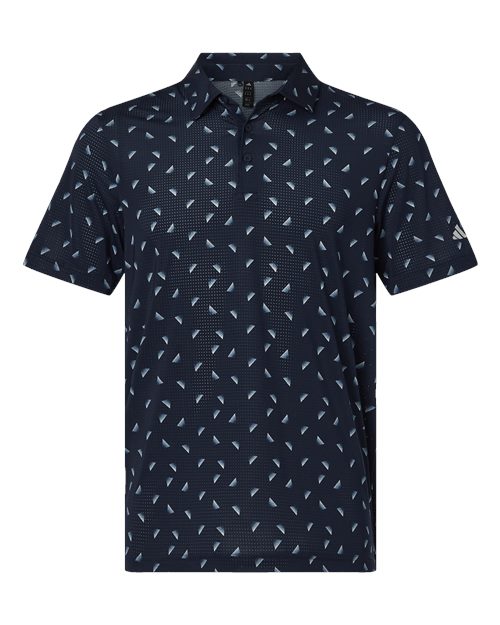 Adidas A2012 — Men's Ultimate365 Mesh Print Polo — Collegiate Navy/ Wonder Silver