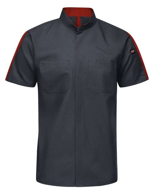 Red Kap SX46T — Men's Tall Mimix™ Pro+ Short Sleeve Work Shirt With OilBlok — Charcoal/ Fireball