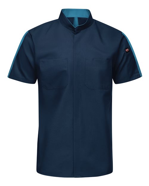 Red Kap SX46T — Men's Tall Mimix™ Pro+ Short Sleeve Work Shirt With OilBlok — Navy/ Teal