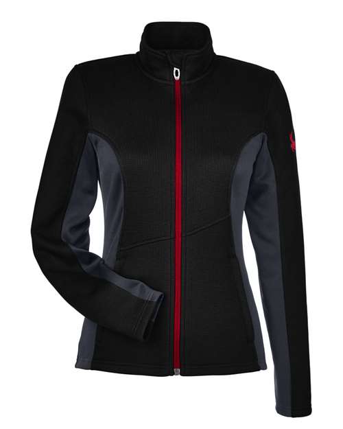 Spyder 187335 — Women's Constant Full-Zip Sweater Fleece Jacket — Black/ Polar/ Red