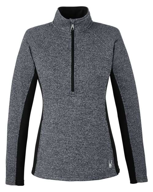 Spyder S16562 — Women's Constant Half-Zip Sweater Fleece Pullover — Black Heather/ Black