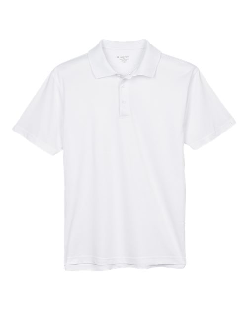 Harriton M315 — Men's Polyester Jersey Polo — White
