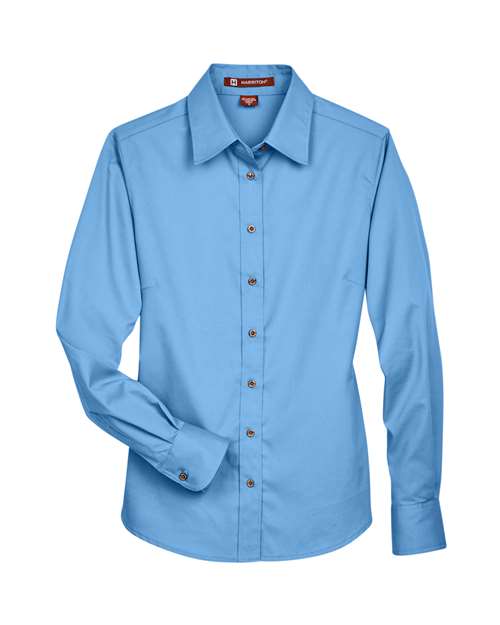 Harriton M500W — Women's Easy Blend™ Long Sleeve Twill Dress Shirt with Stain-Release — Light College Blue