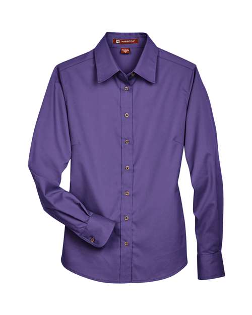 Harriton M500W — Women's Easy Blend™ Long Sleeve Twill Dress Shirt with Stain-Release — Team Purple