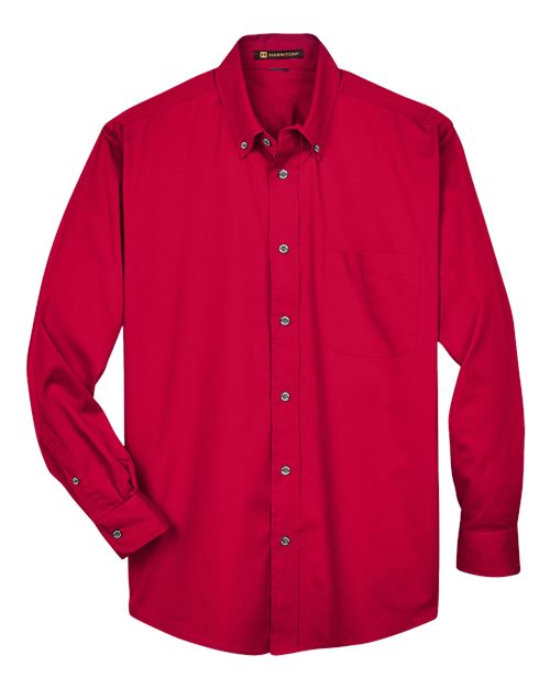 Harriton M500 — Men's Easy Blend™ Twill Shirt — Red
