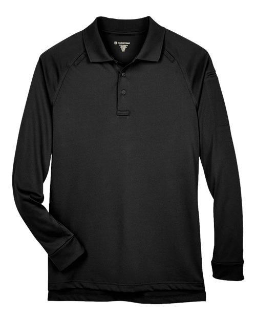 Harriton M211L — Men's Advantage Long Sleeve Tactical Polo — Black