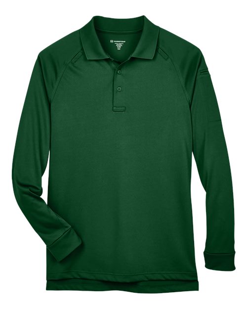 Harriton M211L — Men's Advantage Long Sleeve Tactical Polo — Dark Green