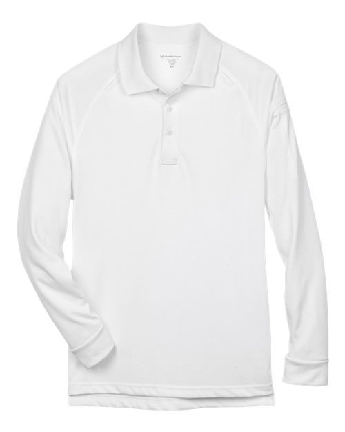 Harriton M211L — Men's Advantage Long Sleeve Tactical Polo — White