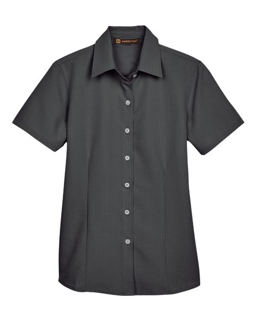 Harriton M560W — Women's Barbados Textured Camp Shirt — Black