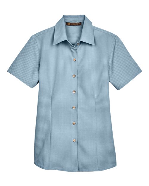 Harriton M560W — Women's Barbados Textured Camp Shirt — Cloud Blue