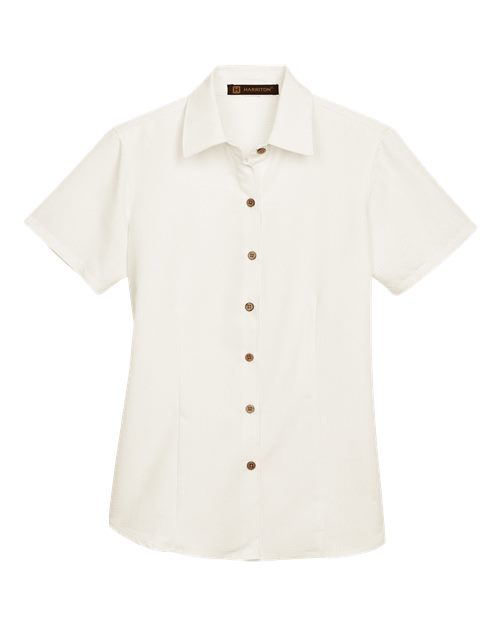 Harriton M560W — Women's Barbados Textured Camp Shirt — Cream
