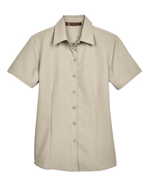 Harriton M560W — Women's Barbados Textured Camp Shirt — Khaki