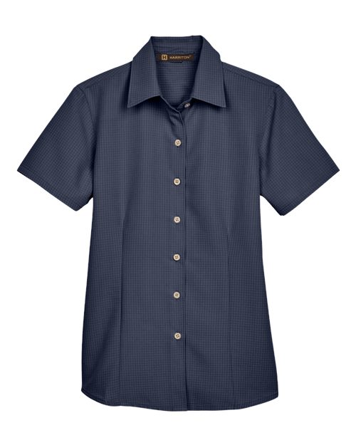 Harriton M560W — Women's Barbados Textured Camp Shirt — Navy