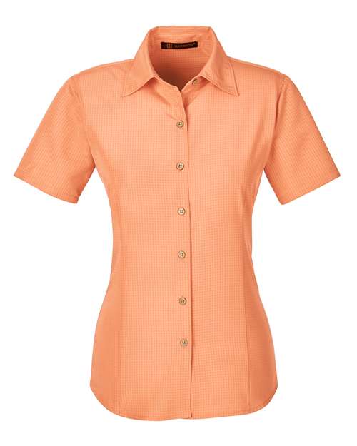 Harriton M560W — Women's Barbados Textured Camp Shirt — Nectarine