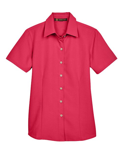 Harriton M560W — Women's Barbados Textured Camp Shirt — Parrot Red