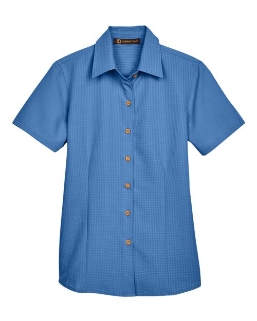 Harriton M560W — Women's Barbados Textured Camp Shirt — Pool Blue