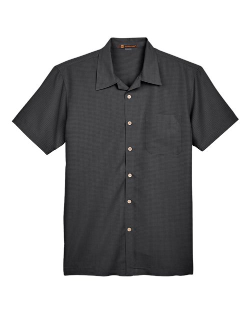 Harriton M560 — Men's Barbados Textured Camp Shirt — Black