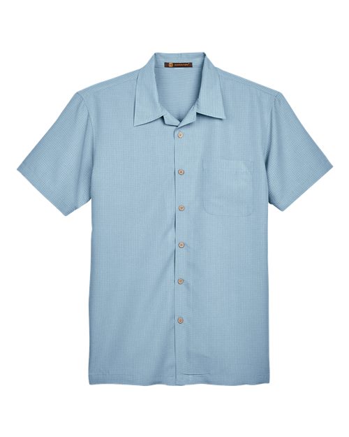 Harriton M560 — Men's Barbados Textured Camp Shirt — Cloud Blue