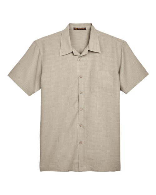 Harriton M560 — Men's Barbados Textured Camp Shirt — Khaki