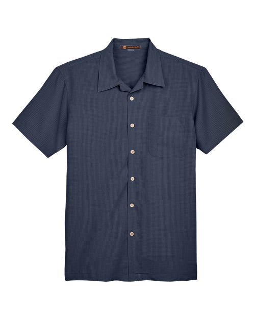 Harriton M560 — Men's Barbados Textured Camp Shirt — Navy