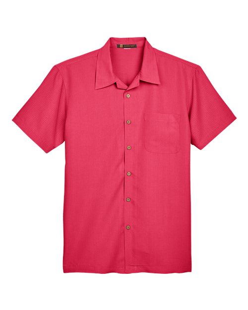 Harriton M560 — Men's Barbados Textured Camp Shirt — Parrot Red