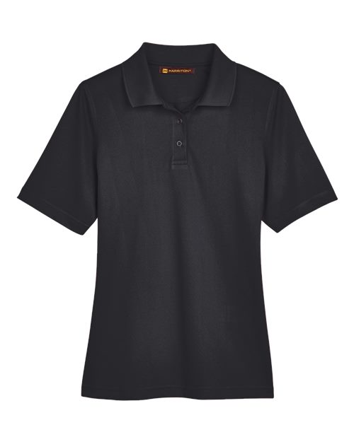 Harriton M348W — Women's Advantage Snag Protection Plus Polo — Black